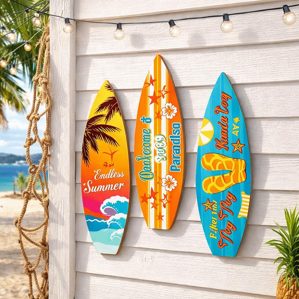 Retro Beach Surfboard Decor Summer Beach Themed Surfboard Ornaments  Living Room