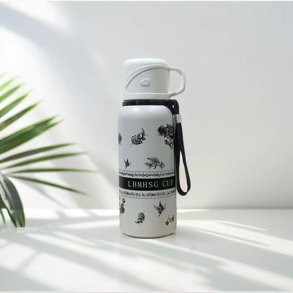 Gardenia Flower Insulated Vacuum Flask With Tea Leak For Home Office Use