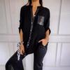 Cross-Border Sequin Pocket Fashion Shirt