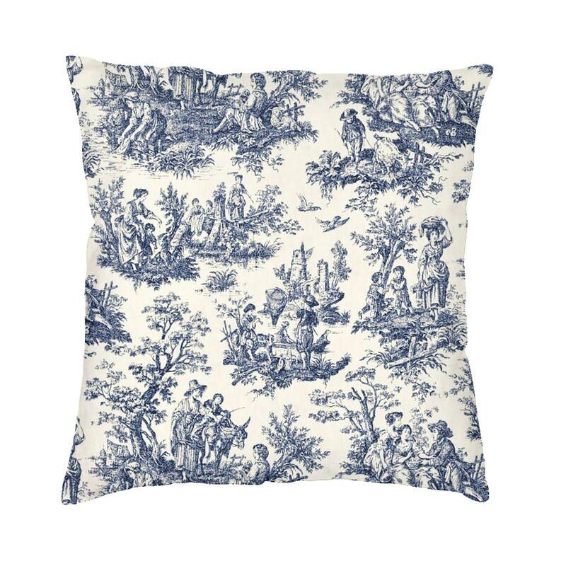 Red And White Toile De Jouy Cushion Covers Sofa Home Decor Square Throw Pillow Cover 45x45cm