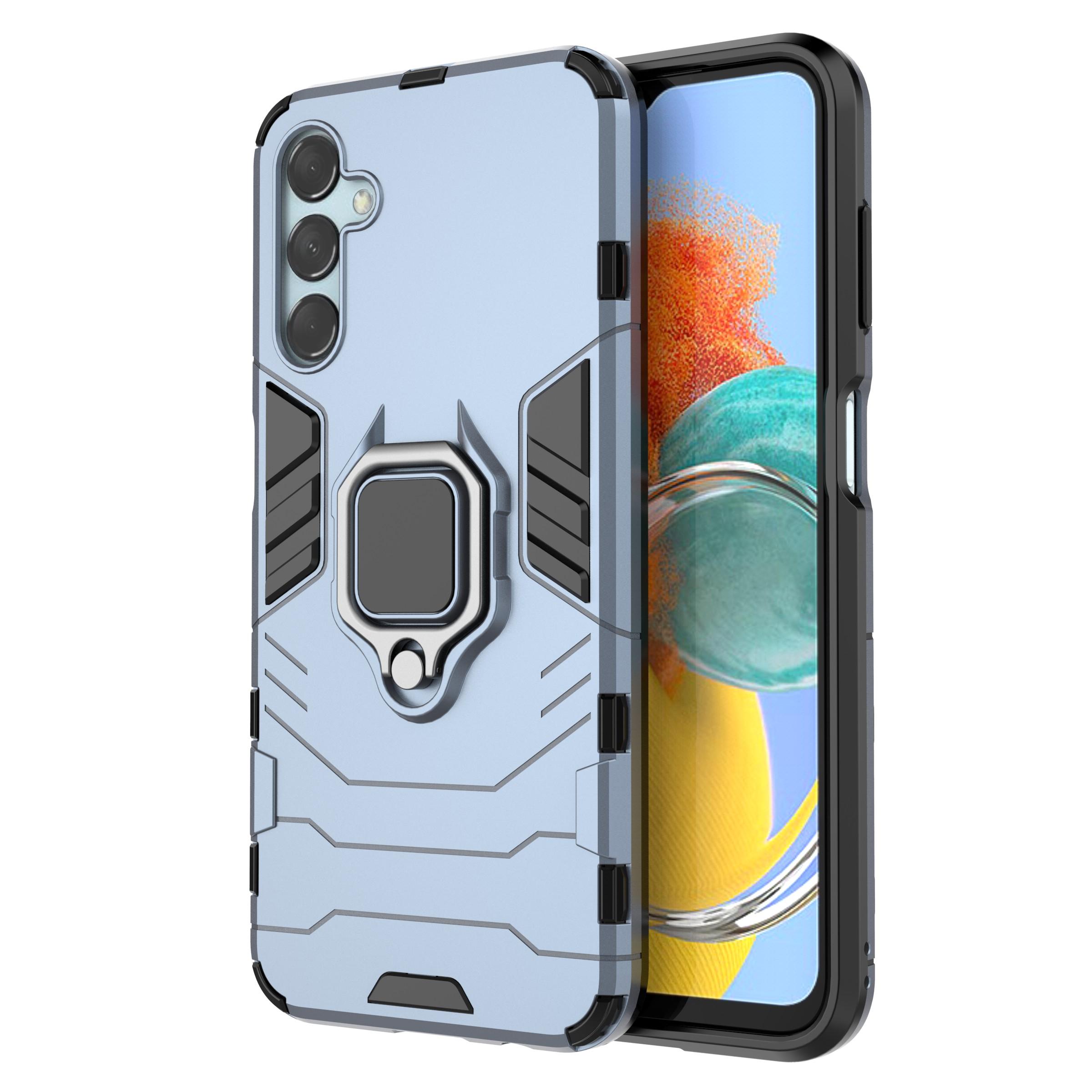 

For Samsung Galaxy M14 5G TPU+PC Phone Case Ring Holder Kickstand Shockproof Cover Blue