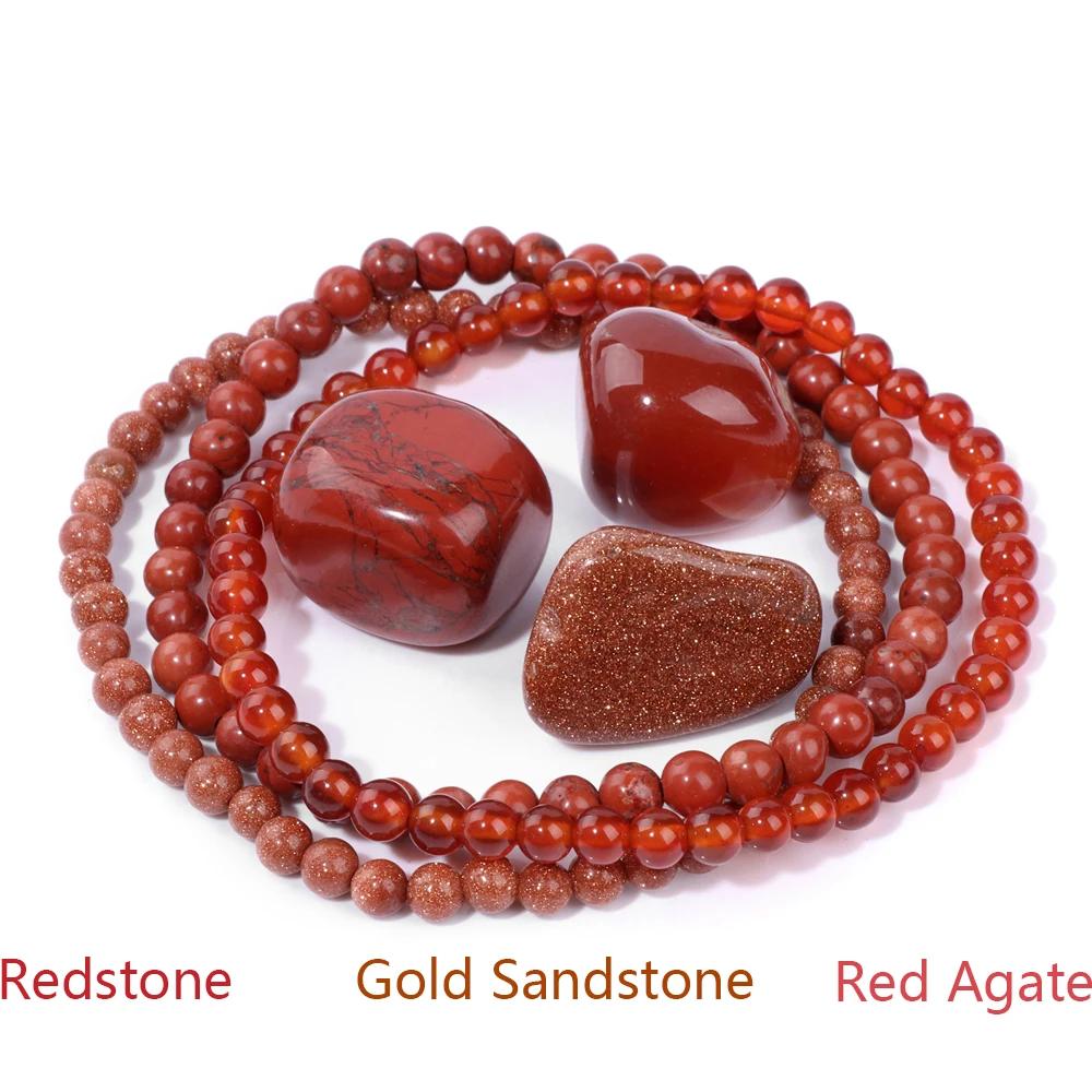 4mm Natural Stone Beads Bracelet With 3pcs Stones Rose Quartzs Amethysts Red Agates Turquoises Opal Bracelet Set For Women Men