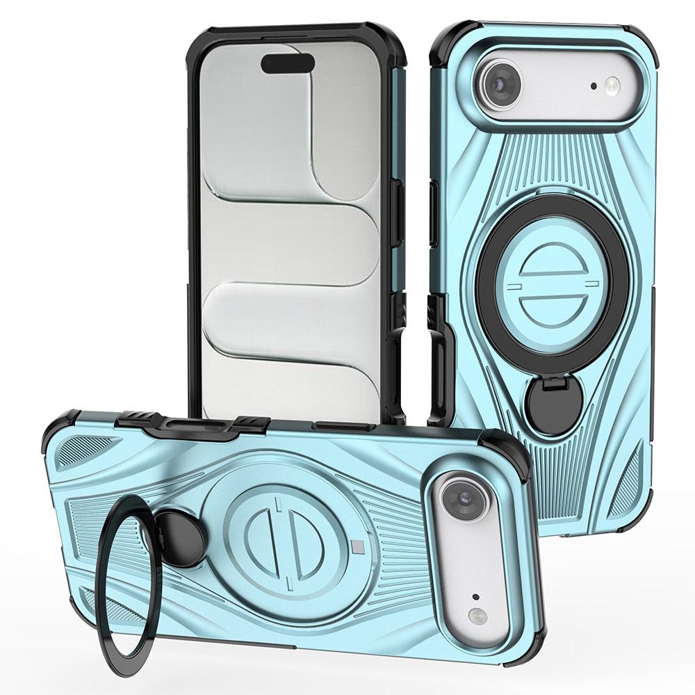 For iPhone Air Magnetic Case Rotating Kickstand TPU PC Shockproof Phone Back Cover Compatible with MagSafe