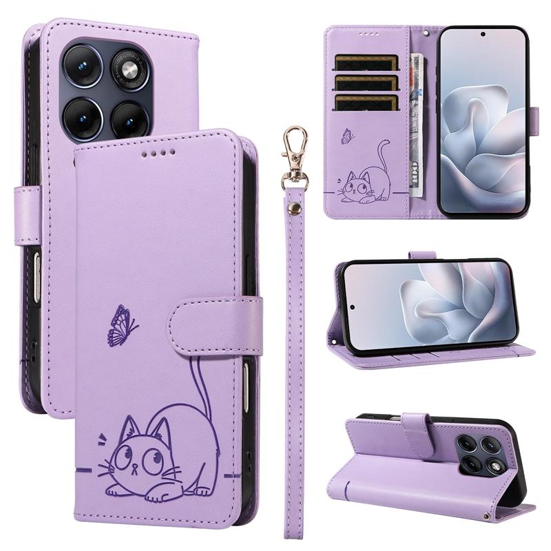 For Moto Edge 70 Fusion 5g/Edge 60 Pro Cute Cat Printed Wallet Flip Case Cover, Credit Card Case Bag for Sony Xperia 10 Vii