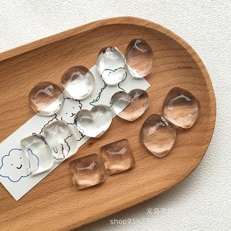10Pcs Fully Transparent Glass Irregular Shaped Water Ripple Resin Patch Accessories Diy Jewelry