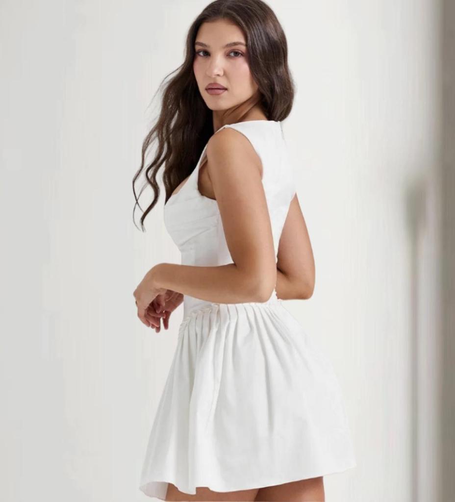 Pumei 2024 Summer Women's Pure Desire White A-line Hot Girl Sling Dress