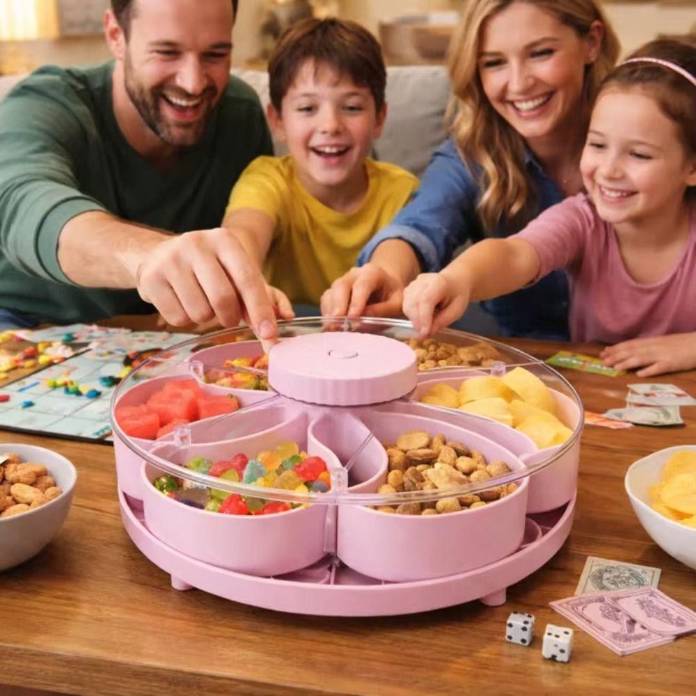Multi Grid Rotating Snack Tray Divided Spins Candy Nut Storage Snack Box Container  for Home,Picnic