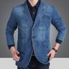 Blazer di Jeans da Uomo Moda Uomo Cotone Vintage Abito Capispalla Maschile Cappotto Blu Giacca di Jeans da Uomo Slim Fit Blazer di Jeans