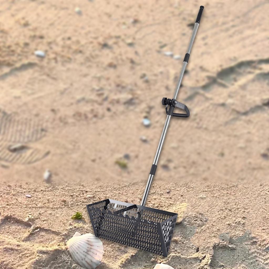 Sand Rake Telescopic Long Handle Beach Sifter Sand Sifter Scoop Cat Scooper for Litter Boxes Kitten Litter Scoop Carbon Steel