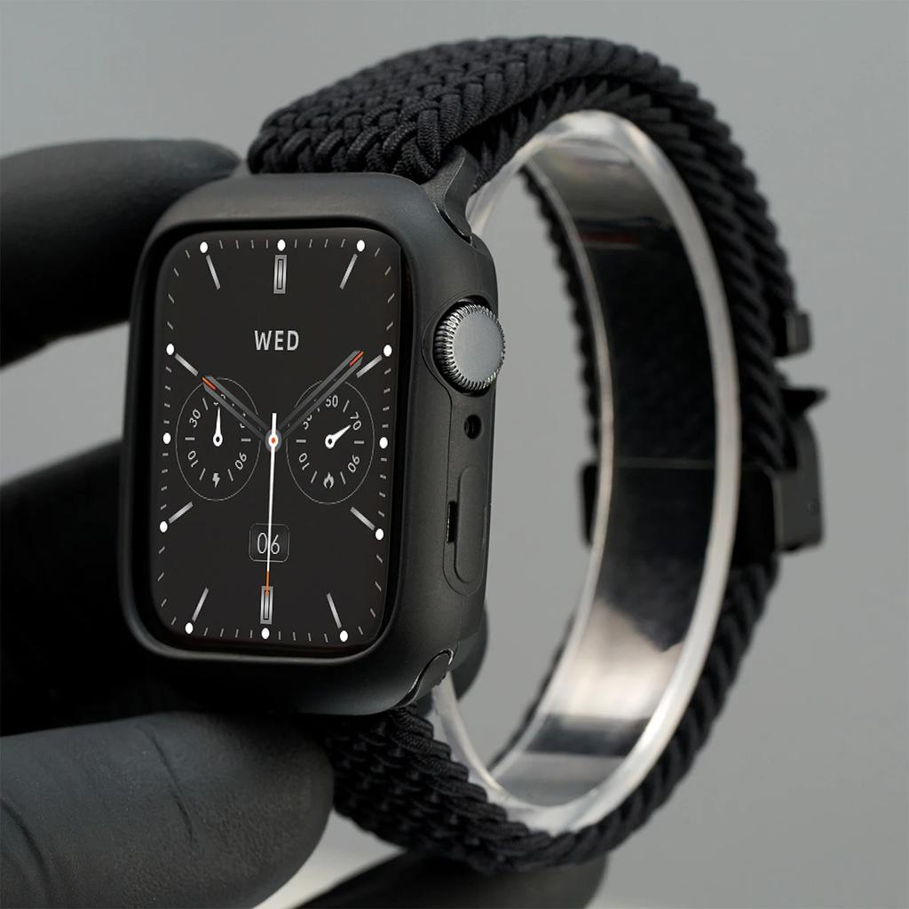 Silicone Case+Braided Strap For Apple Watch Bands 46mm 49mm 44mm 42mm 41mm 40mm 38mm SE 10 9 6 5 Ultra 2 Nylon Correa Strap