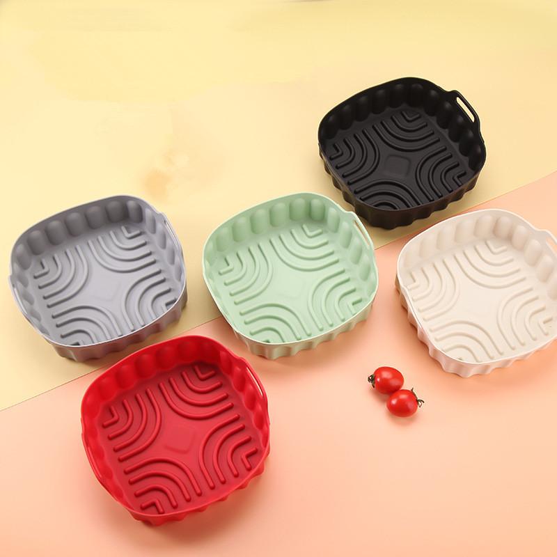 Reusable Baking Basket Air Fryer Silicone Liner Non Stick Foldable Tray Pot for Family Kitchen Use