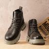 Retro Men's Ankle Boots Waterproof Casual Leather Boots High Top Shoes for Men Non Slip Work Boots
