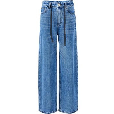 Jeans pour femmes GIOVANNI VALENTINO légers à jambe droite avec ceinture
