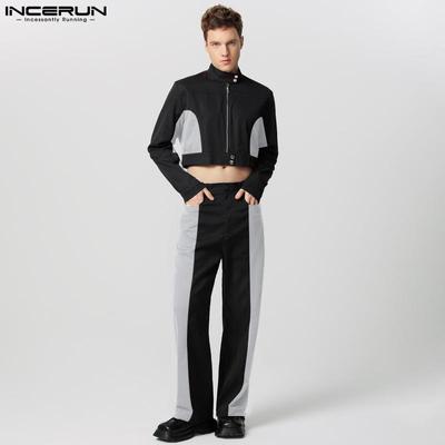 Conjuntos de Duas Peças Masculinos Tops Cropped de Manga Curta e Calças Casuais Longas Conjuntos Cargo