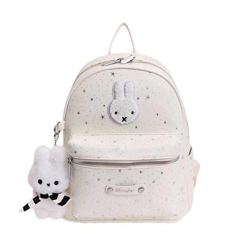 Schoolbag Korean Ins Wind Star Rabbit Backpack Female Cute Plush Pendant Student School Bag Versatile Large Capacity Backpack