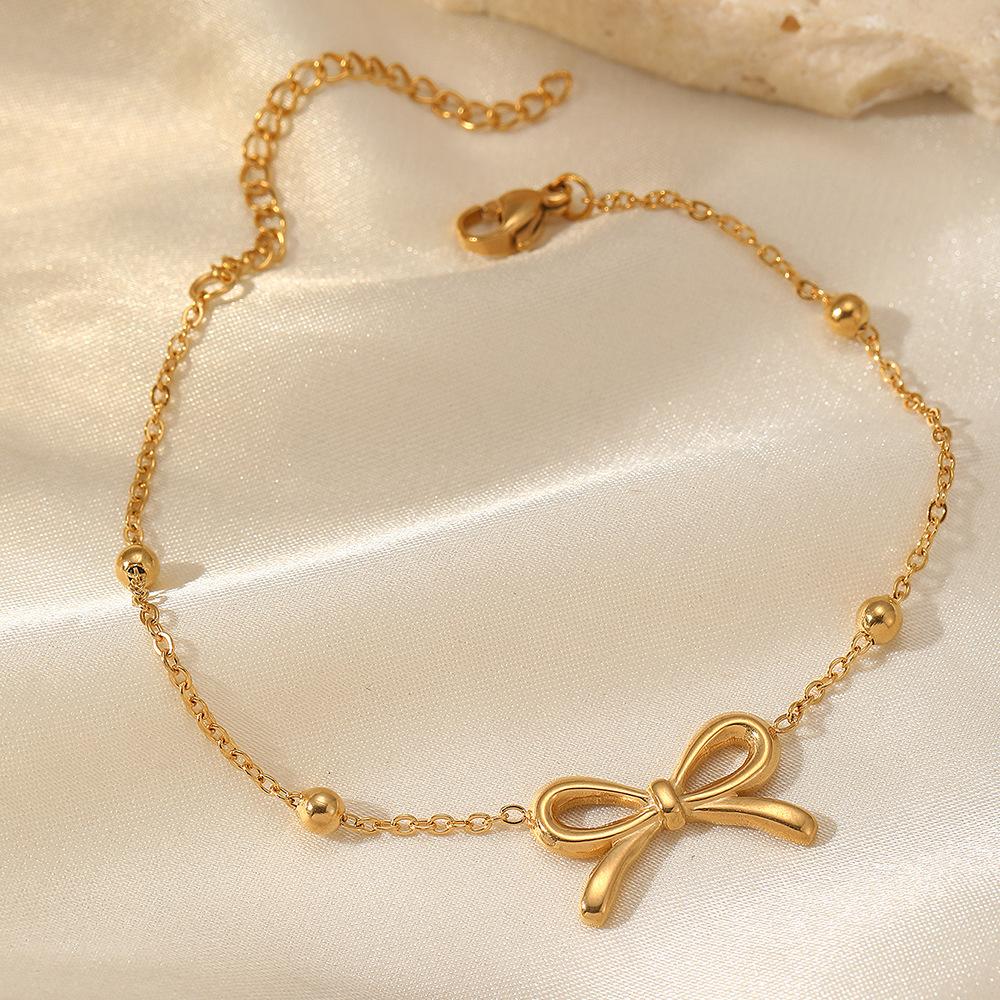 Stainless Steel Bowknot Bracelet for Women Vintage Gold Silver Color Snake Chain Bracelet Simple Fashion Jewelry Girls Gift