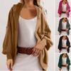 Fall Spring Women Jacket Patchwork Hooded Loose Solid Color Long Sleeves Open