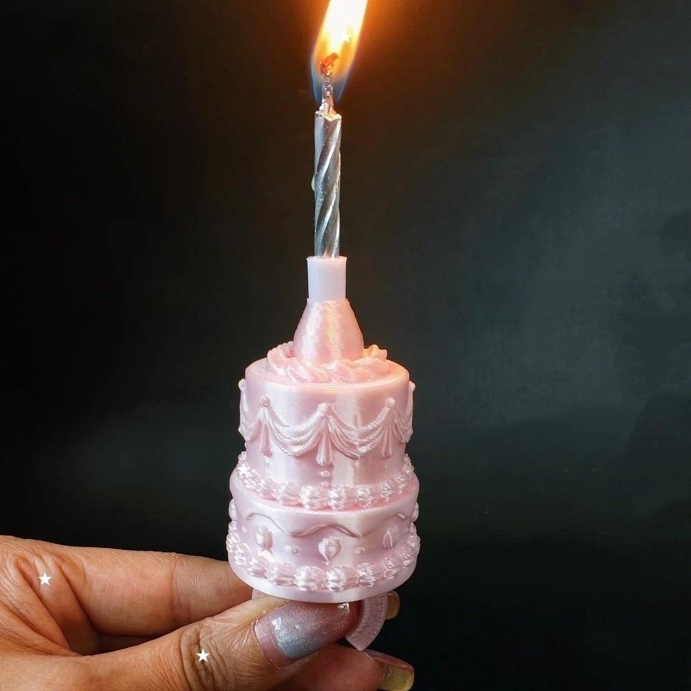 Portacandele Anello per Torta Finitura Seta Anello Candela Mini Torta 3D Anello Candela Compleanno Cake Topper