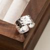Hot Sale 925 Sterling Silver Hammered Surface Wide Open Finger Rings for Women Jewelry