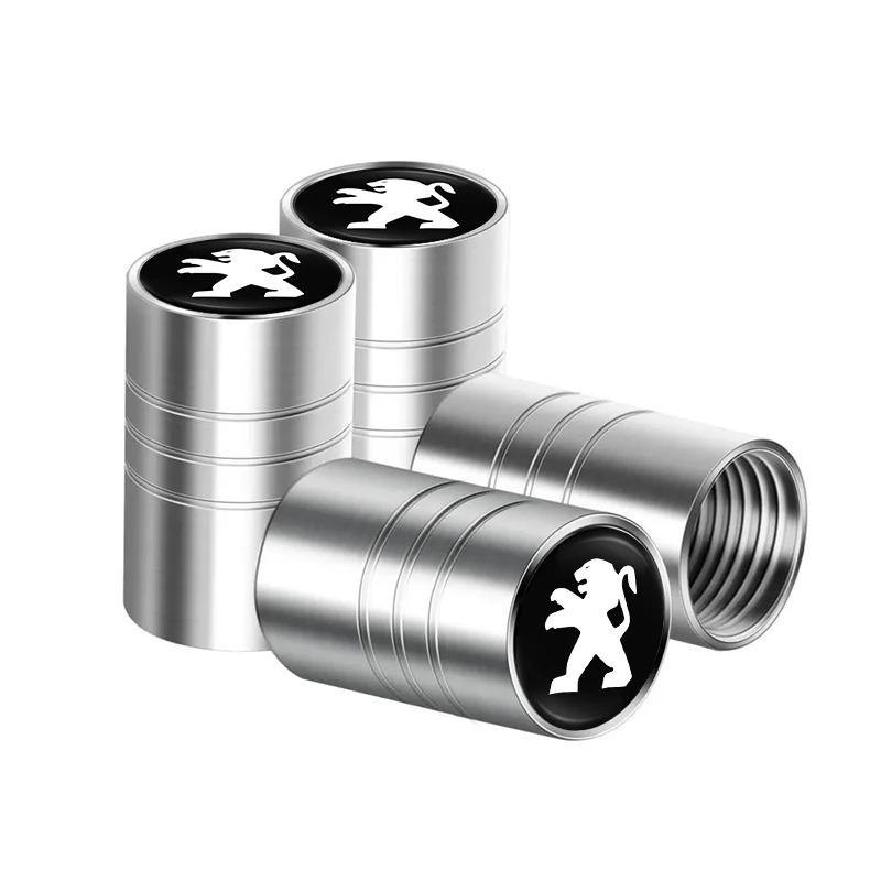 4PCS Aluminum Alloy Car Tire Valve Stem Caps For Peugeot 206 207 307 308 408 508 2008 3008 5008 Wheel Dustproof Decor Covers