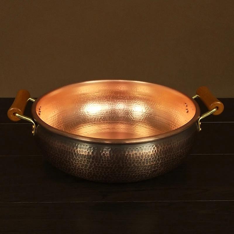 Old copper Induction cooker copper pot Soup pot Shabu Shabu Domestic hotpot pots Anti scalding handle copper hotpot cookware