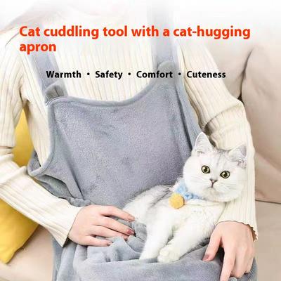 Anti-Fur Cat Apron with Kangaroo Pocket Durable Pet Grooming Smock for Cat Lovers New Design Wearable Cat Accessories