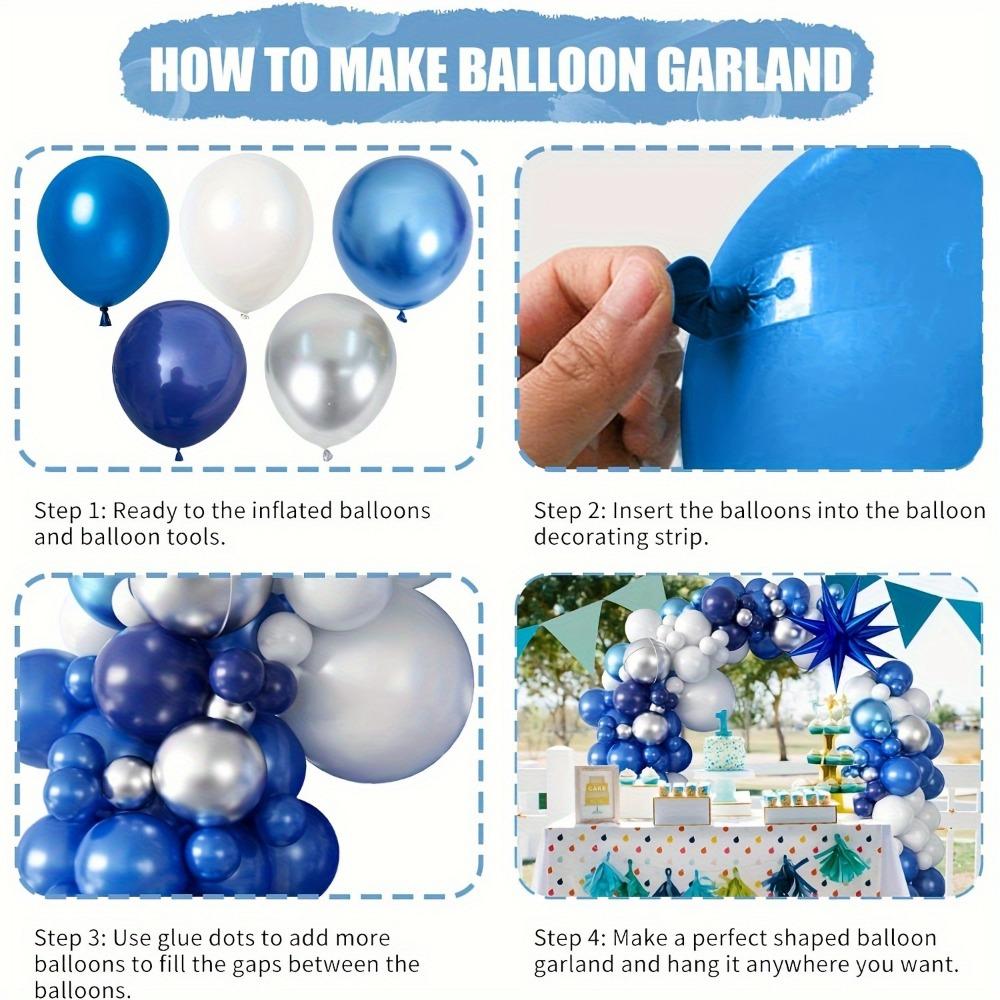 94PCS Navy Blue White Metal Slender Balloon Garland Set, Suitable for Graduation,Retirement, Wedding Party, Birthday Celebration