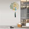 Peacock Metal Wall Clock,Gold Blue Wall-mounted Silent Art Wall Clock 58*100cm for Decoration Bedrooms