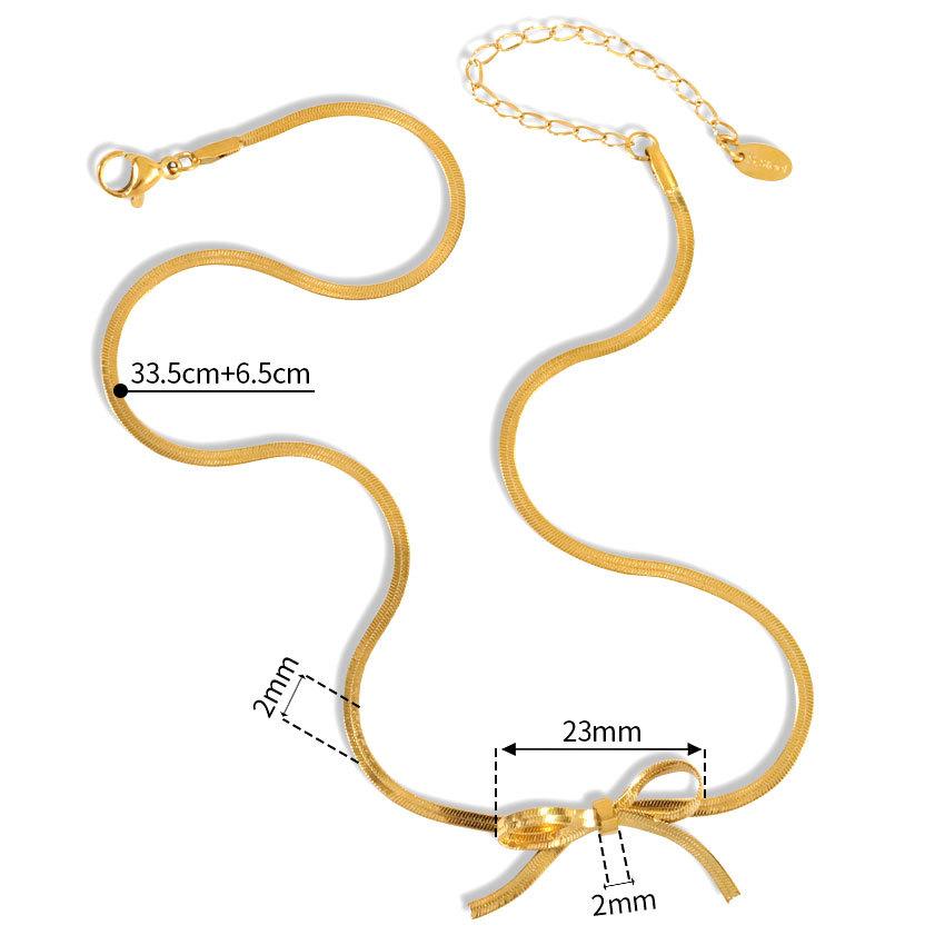 Vintage Bow Does Not Fade In Summer Titanium Steel Gold Premium Necklace
