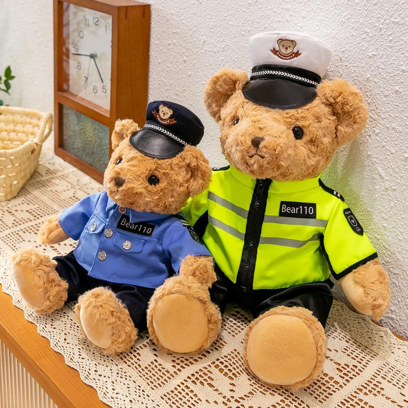 Traffic Police Bear Doll Iron Cavalry Police Doll Police Officer Plush Toy Public Security Doll Traffic Safety Publicity Supplies