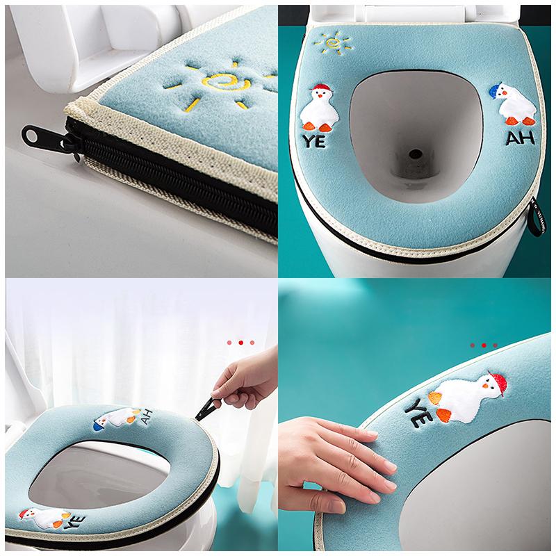 1PC Universal Toilet Seat Cover With Handle Closestool Mat Soft Warm Toilet Seat Cushion Bathroom Toilet Lid Accessories