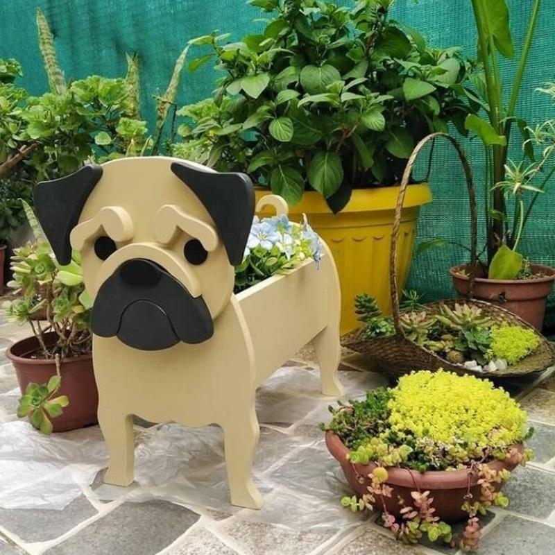Garden Flower Pot Dog Planter Schnauzer Bulldog Poodle Corgi Yorkshire Garden Pots DIY PVC Flower Planter Garden Home Decor