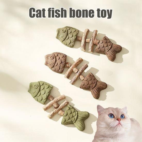 Natürliches Kauspielzeug für Katzen Fischknochen Katzenminze und Silberwein Spielzeug Sicher nur pflanzliche Inhaltsstoffe Spielzeug für die Zahngesundheit von Katzen zur Bereicherung gegen Langeweile