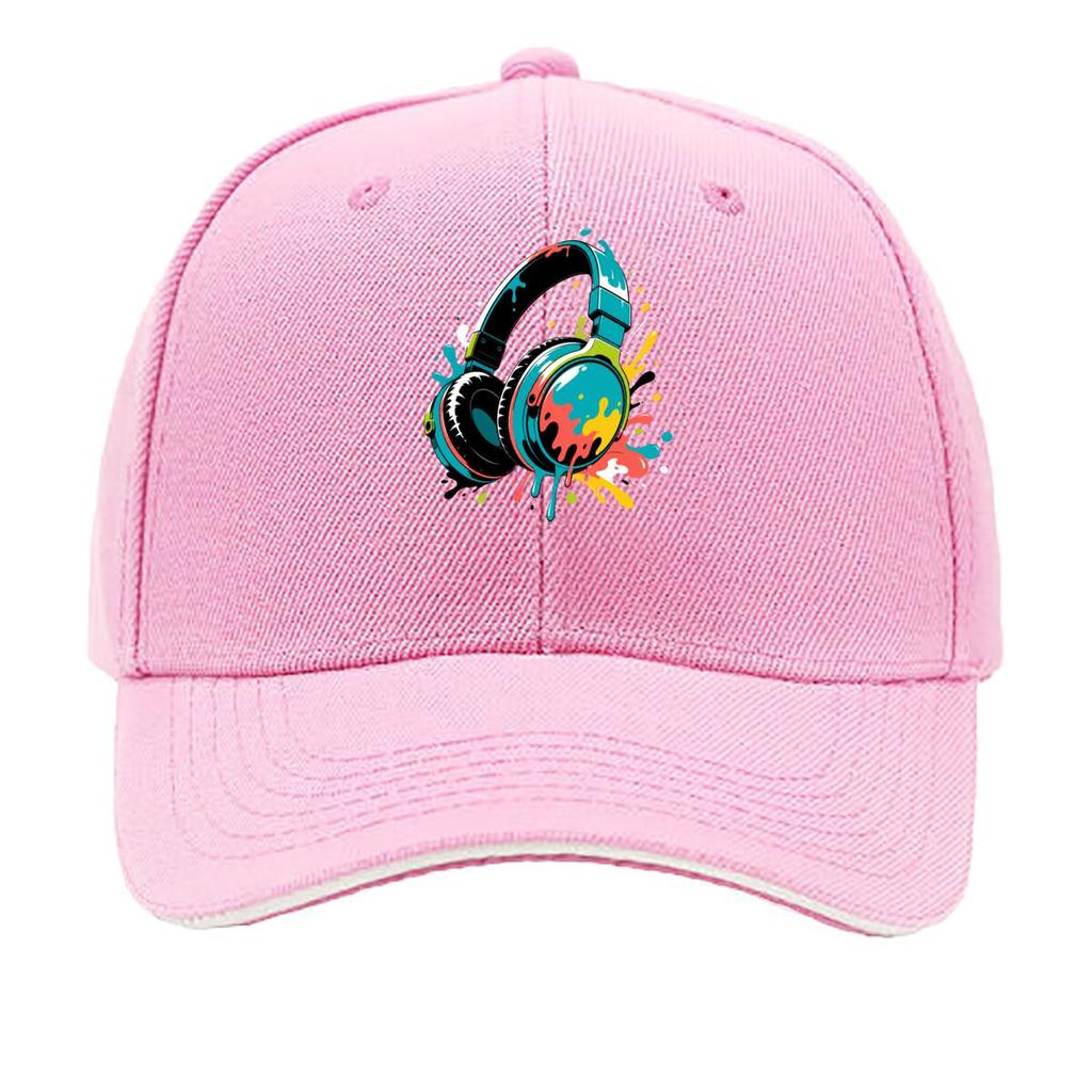 Abstract Neon Headphones Splash Artw Sandwich Baseball Cap Sun Cap Outdoor Workouts Hat