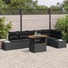 VidaXL 7-Piece Garden Sofa Set with Cushions Black Poly Rattan 3358711