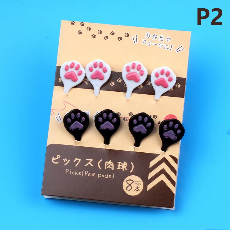 1Pc Cartoon Fruit Cat Claws Christmas For Children Cox Pick Animal Toothpick Mini Cupcake Stick Fruit Cake Dessert Bento Fork