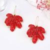 Personality trend exaggerated simple design sense alloy dripping oil leaves ginkgo leaves pendant flower earrings