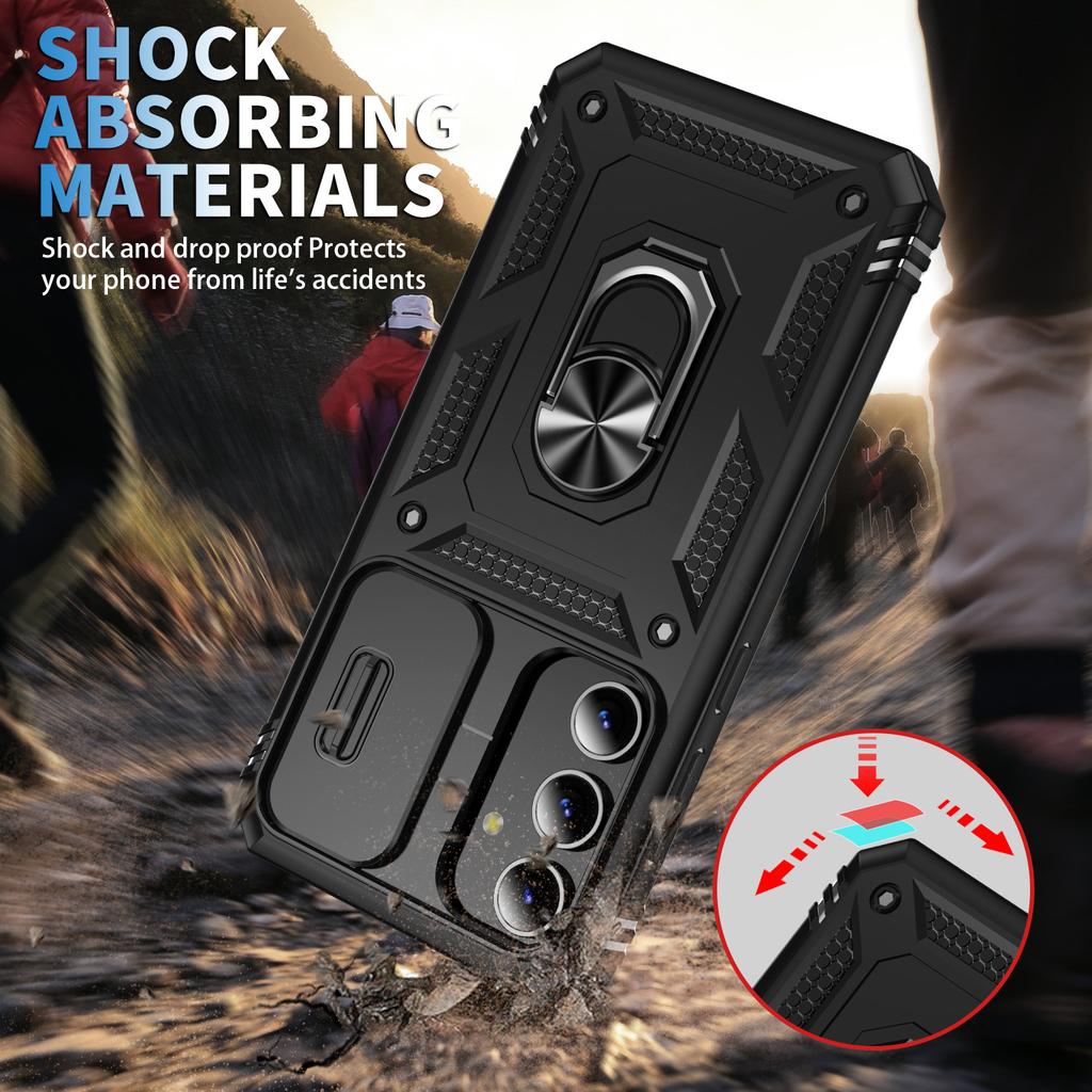 For Samsung Galaxy S25 Case TPU+PC Slide Camshield Kickstand Phone Cover