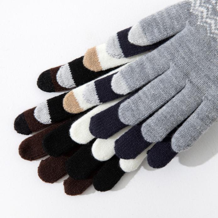 Touch Screen Gloves for Winter Warmth Thick Velvet Gloves Cycling Gloves Outdoor Knitting Yarn Gloves and Cold Resistant Gloves