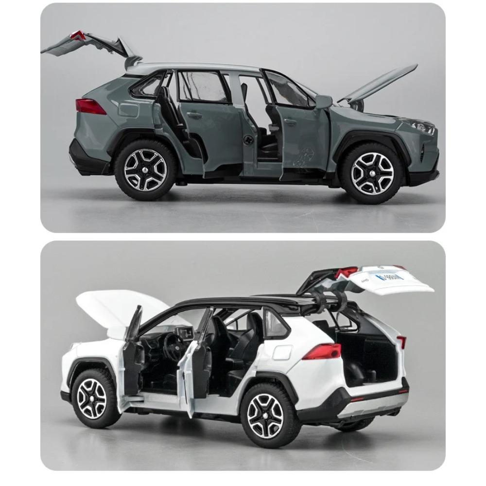 1/32 Toyota RAV4 SUV 2023 Alloy Die Cast Toy Car Model Sound and Light Pull Back Children's Toy Collectibles Birthday Gift