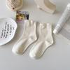 "Japanese-Style Milky White Crew Socks for Women - Trendy Spring/Summer Solid Color"