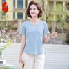 Elderly Women's Embroidered Summer Short Sleeve Top