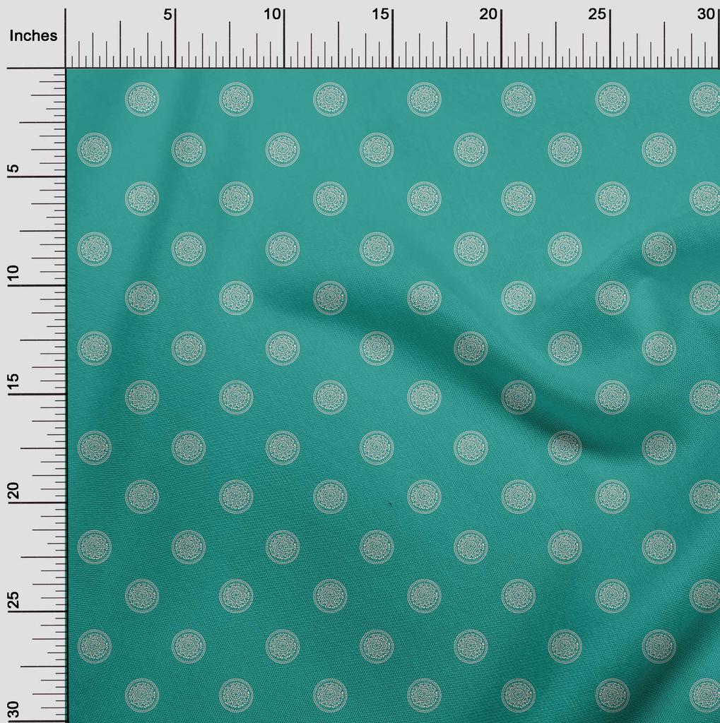 oneOone Cotton Poplin Dusty Teal Green Fabric Asian Circle Block Diy Clothing Quilting Fabric Print Fabric By Yard 42 Inch