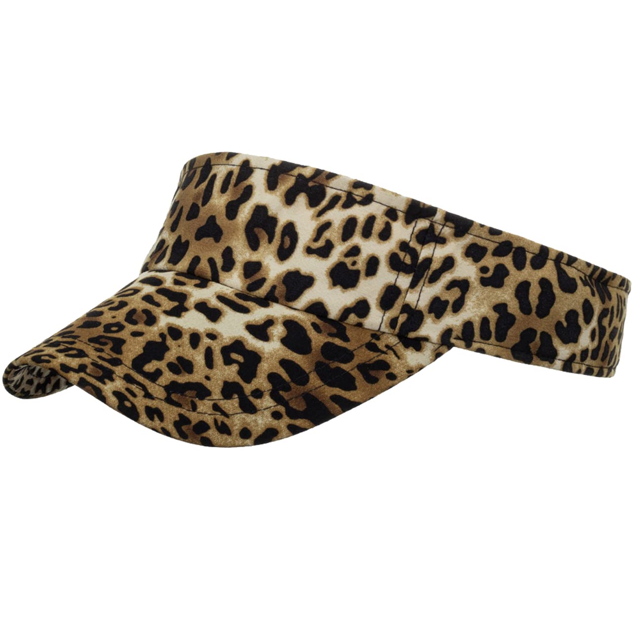 

Visor Leopard Print Cap Hat Sports Running Outdoor CA631 [White Fang] Women s (Brown)