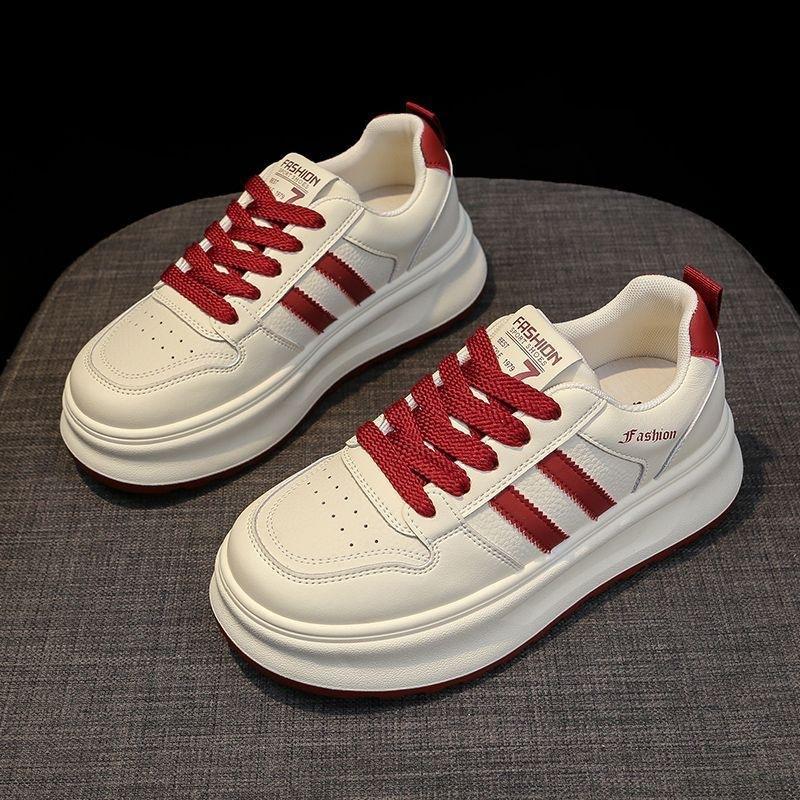 2025 spring and autumn new platform white shoes small women round head lace-up versatile casual board shoes sports shoes