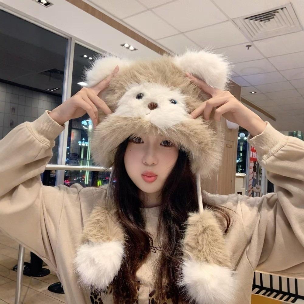 

Warm Pullover Cap Fluffy Fur Beanie Hat New Ear Protection Hat for Outdoor Cycling Skiing 2