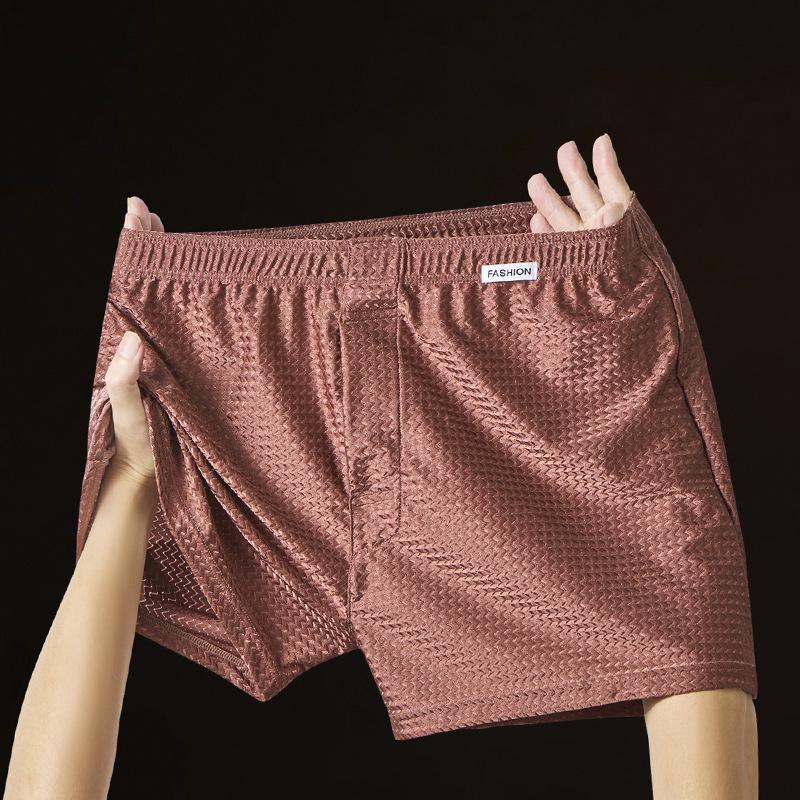 Men's Summer Nylon Glossy Ice Silk Loose Home Four Corner Underwear