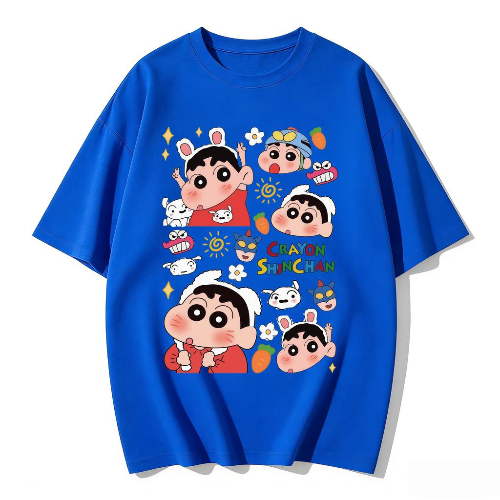 Crayon Shinchan Cute Cartoon T Shirt Unisex Women Kids Family Matching Tee Summer Casual Short Sleeve Cotton Top Fashion Streetwear