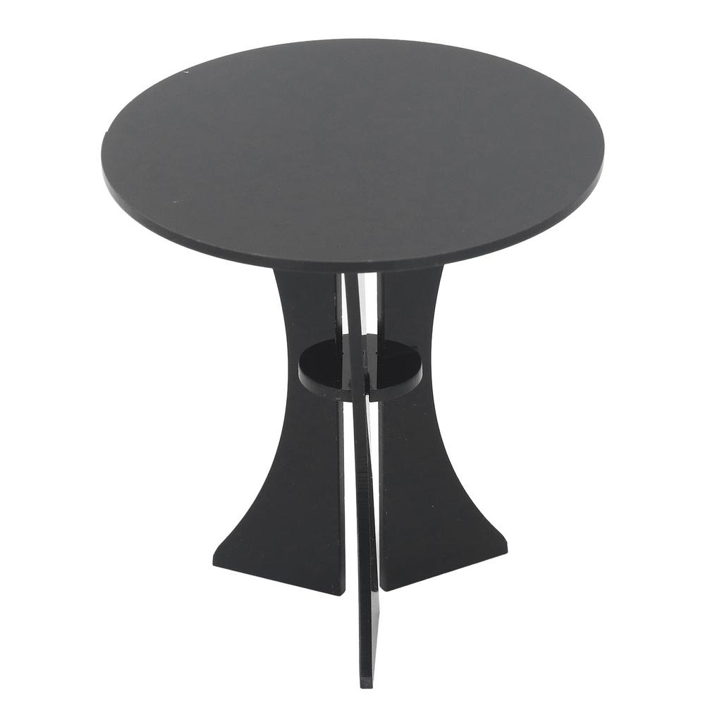 Domek dla lalek Okrągły stół Czarny Stabilny Wytrzymały Akrylowy Wielofunkcyjny Miniaturowy stół do domku dla lalek dla 1 osoby:6