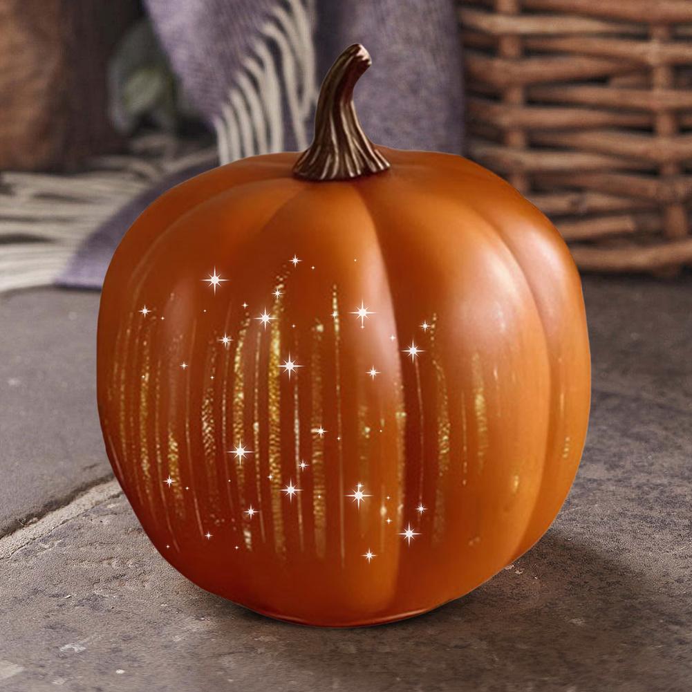 Glowing Halloween Pumpki Night Pumpkins Twinkle LED Light Sparkling Starry Night Glass Pumpkin Halloween Decor for Witch Party
